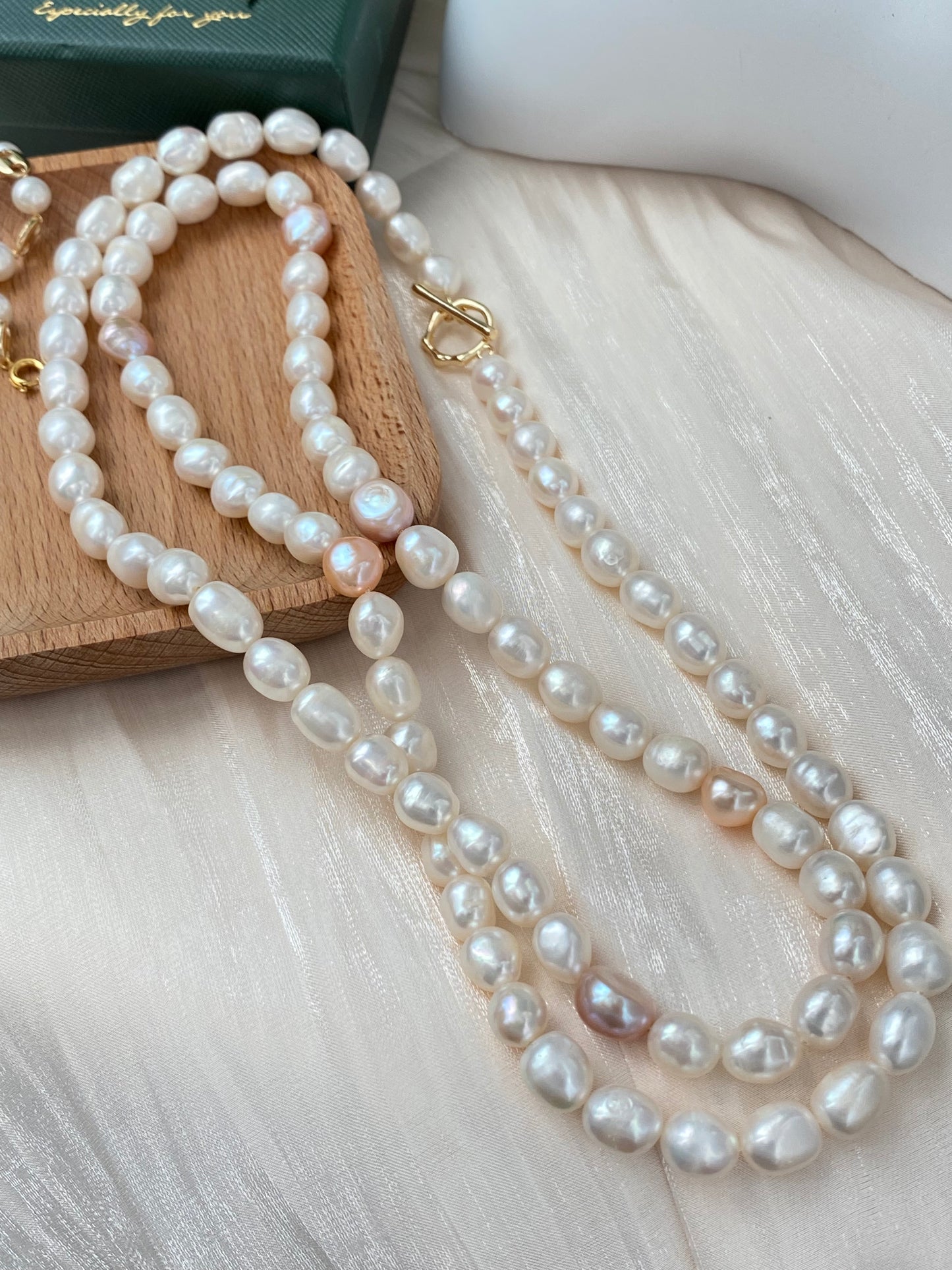 Natural freshwater pearls apricot with candy pearl stone multiple used long pearl necklace,double wrap chocker necklace,gift for her