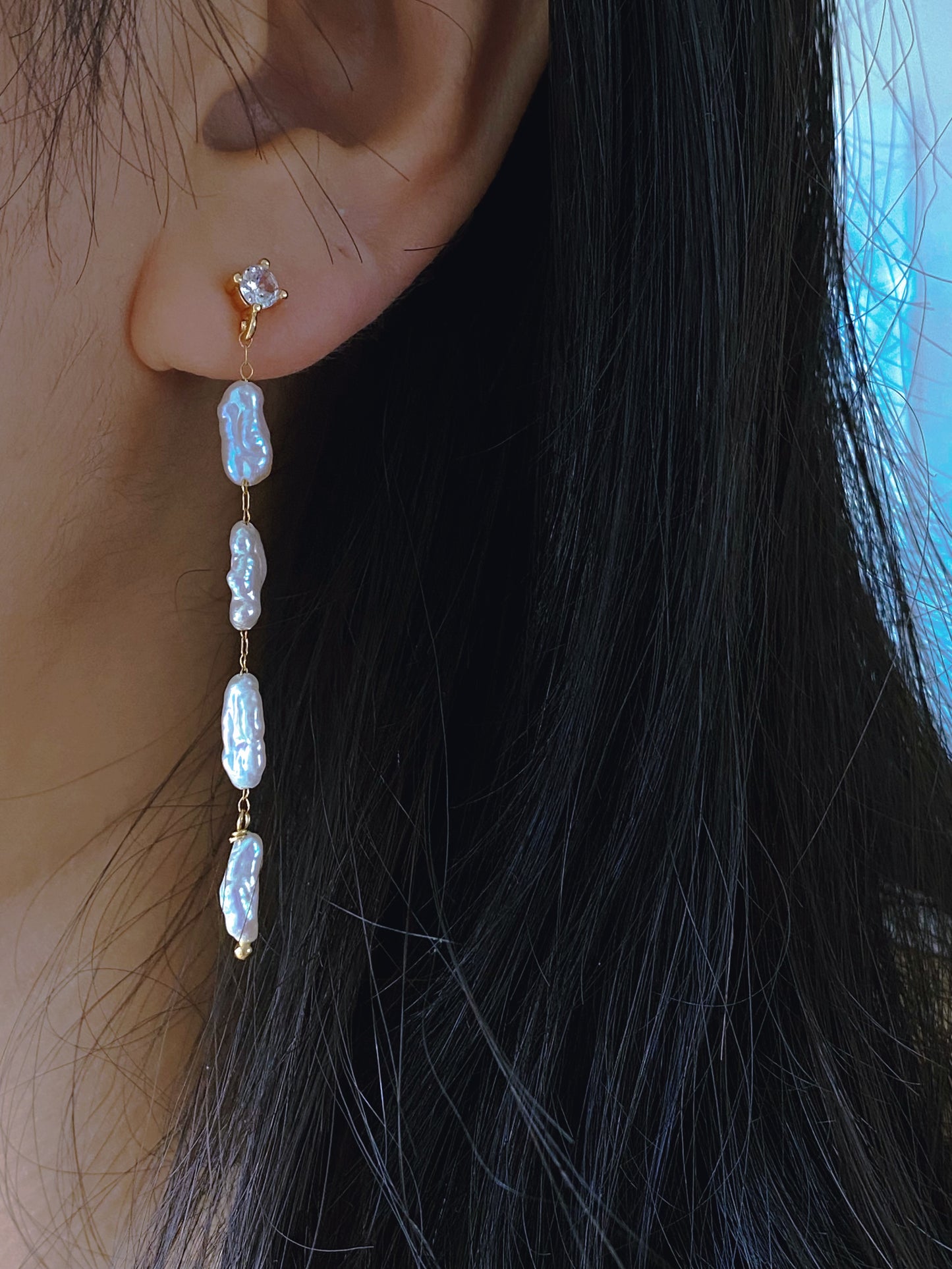 galaxy luster Keshi Pearl Tassel Earrings – Wedding & Bridesmaid Jewelry
