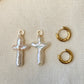 cross pearl removal earring