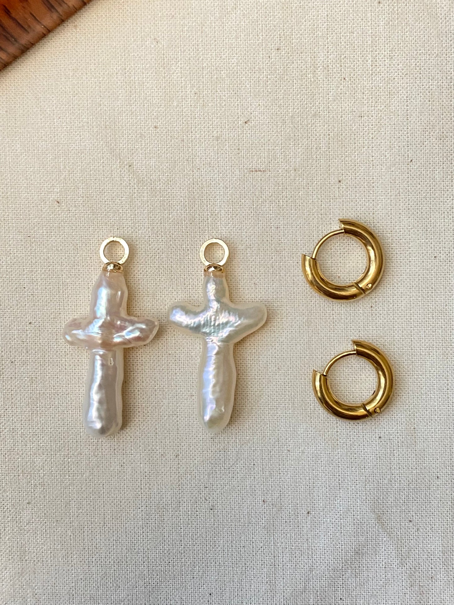 cross pearl removal earring