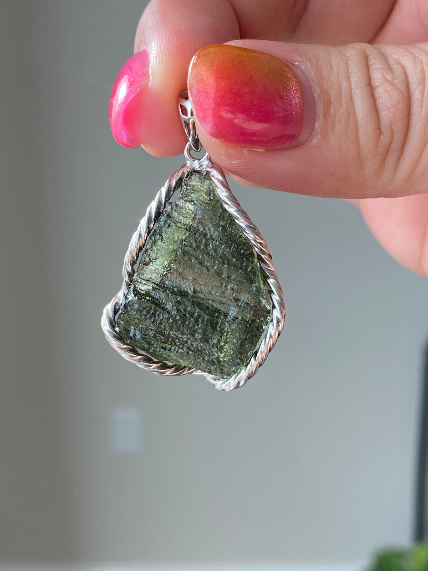 Handcrafted Sterling Silver Moldavite Ring and Necklace Pendant Genuine Moldavite Raw Crystal Pendant