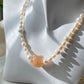 Natural handcraft flower agate kitty cat head with freshwater pearl necklace-Unique Gemstone Elegance