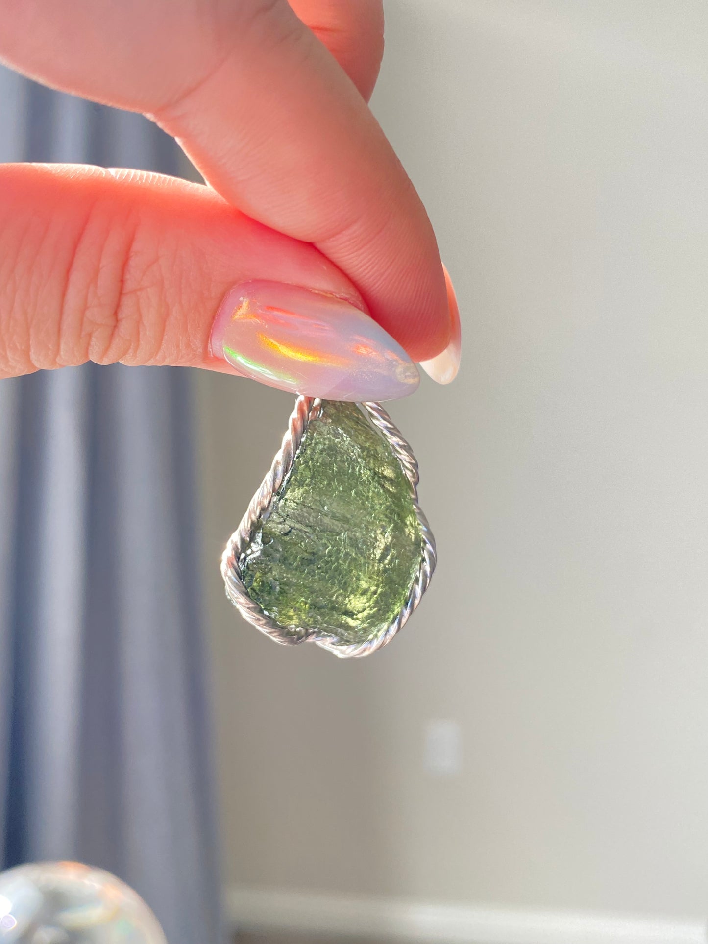 Handcrafted Sterling Silver Moldavite Ring and Necklace Pendant Genuine Moldavite Raw Crystal Pendant