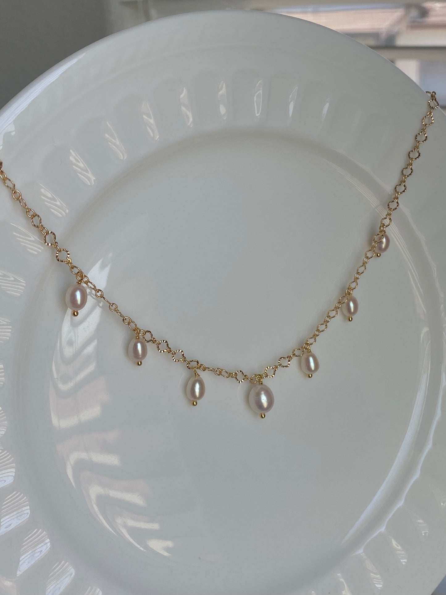 Princess Lace Pearl Necklace  Dainty Freshwater Pearl Drop Necklace Elegant Romantic Gold Choker  Handmade Bridal Jewelry Gift for Her