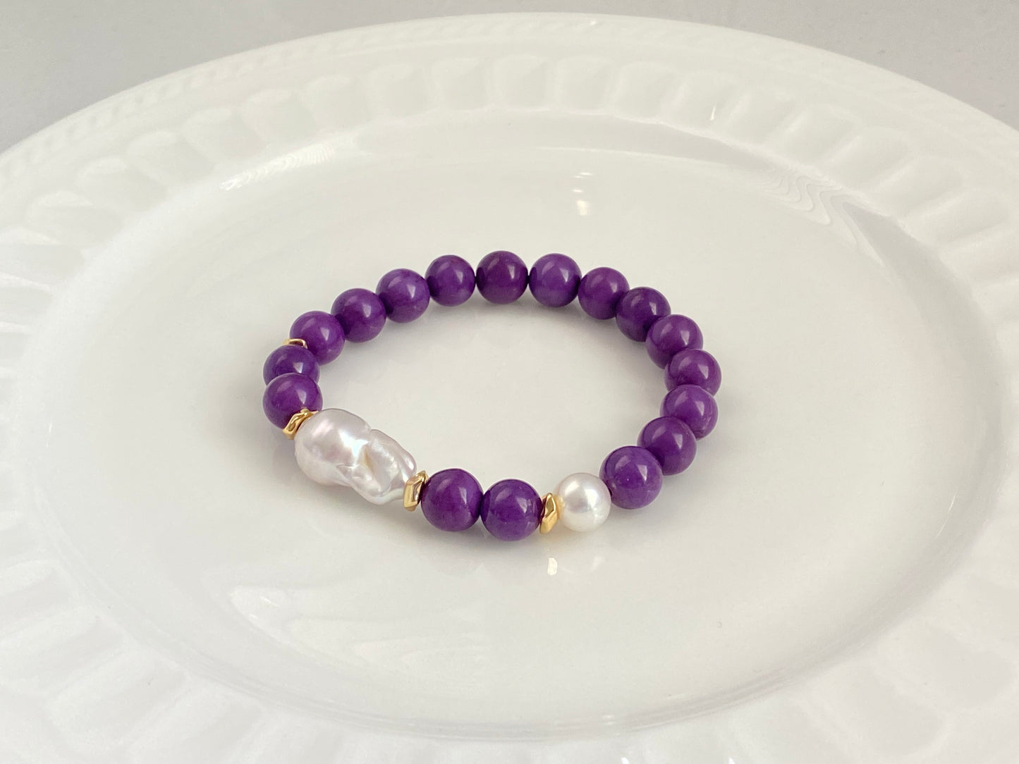 Freshwater fireball  baroque Pearl Crystal Bracelet Elegant Purple Love Bracelet gift for her birthday gift Valentine‘s gift