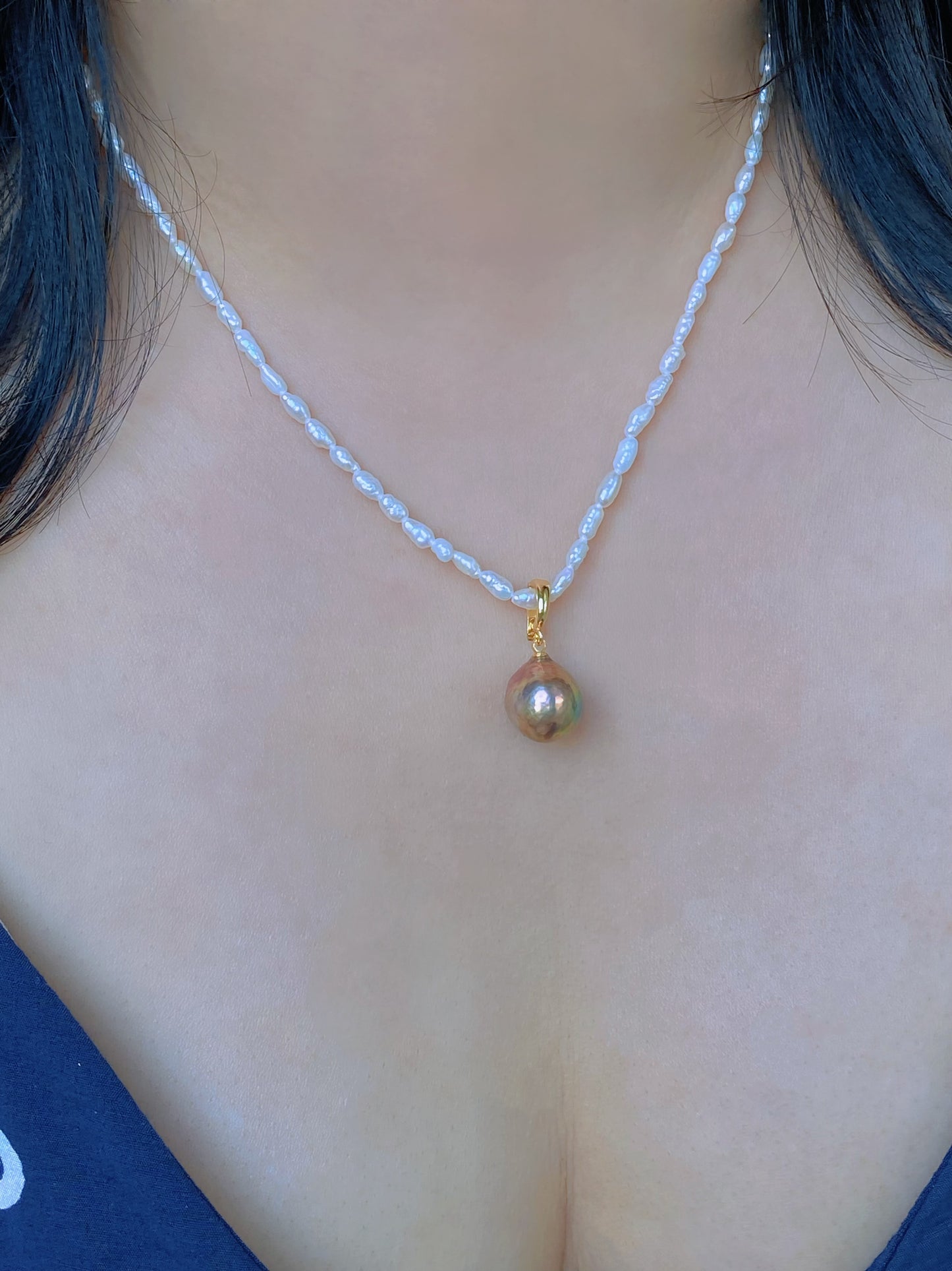 Removable Baroque Pearl Drop Choker – Handmade Freshwater Pearl Necklace