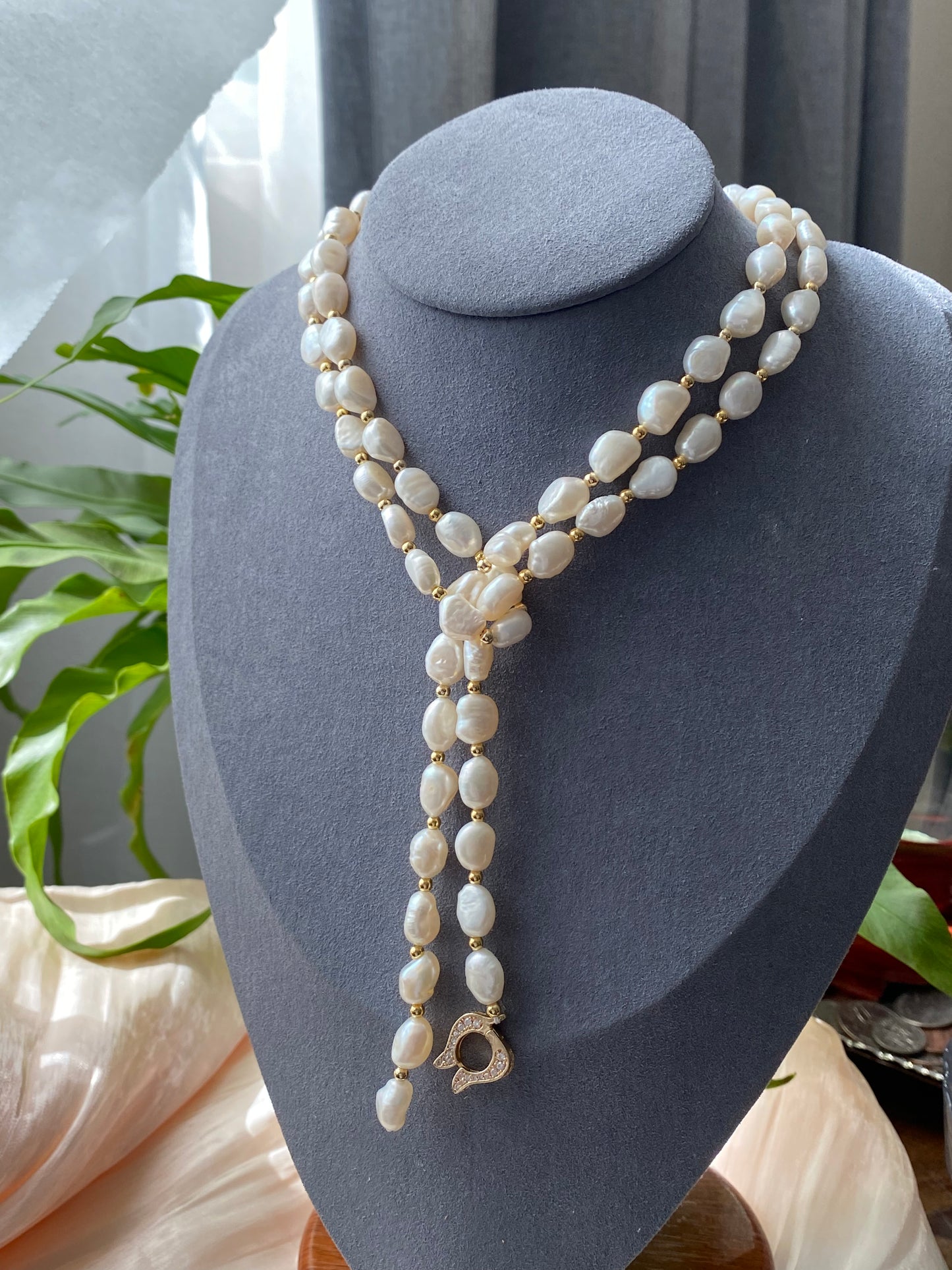 Freshwater pearls nugget with 14k gold filled multiple use long necklace,gift for her ,christmas gift