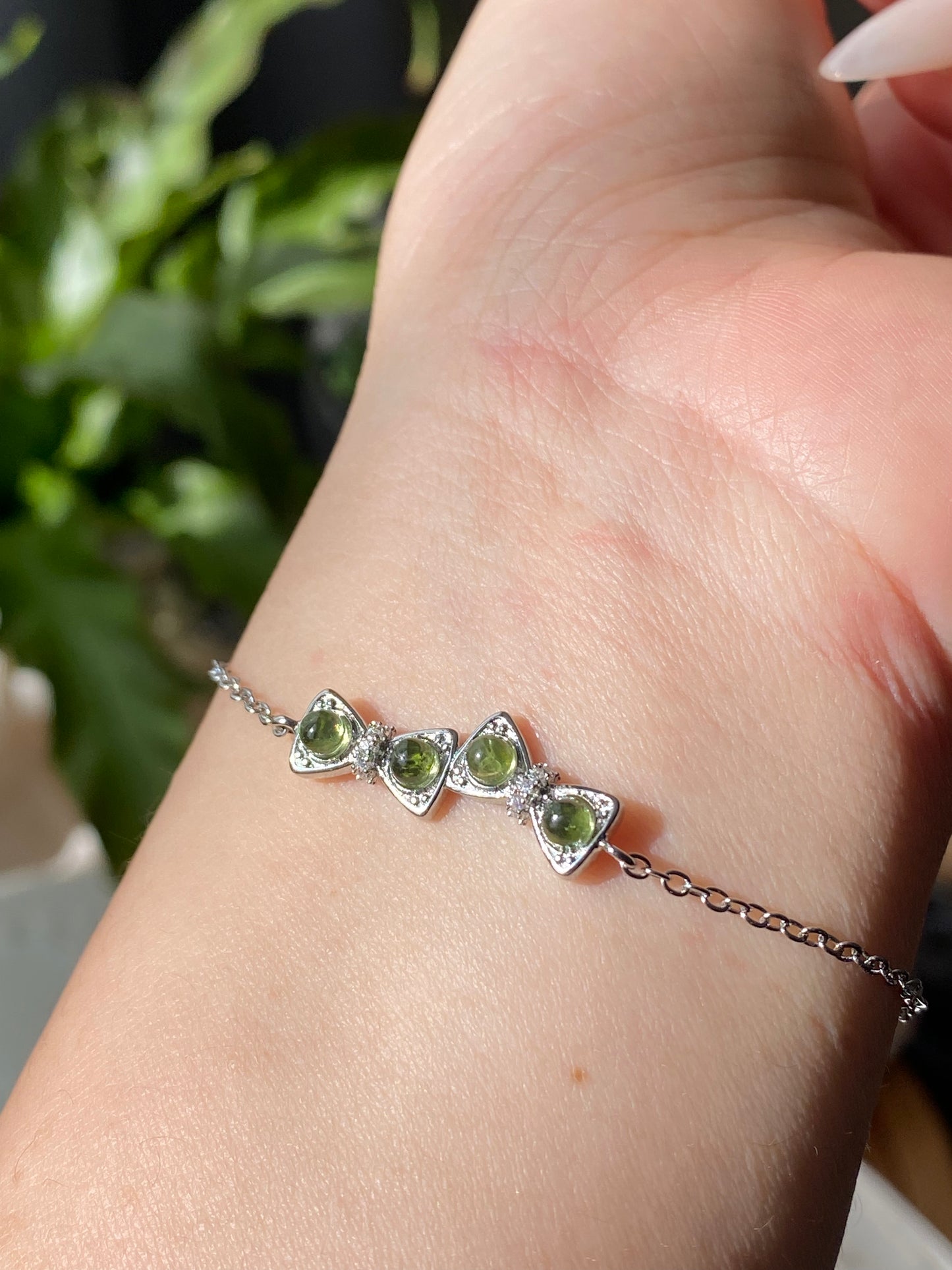 Natural prehnite bow shape moon and star topaz feather bracelet,friendship gift,holiday gift ,gift for her