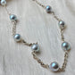 high end Blue Gray Janpanese Akoya with shinning sterling silver chain necklace,gift for her,anniversary gift