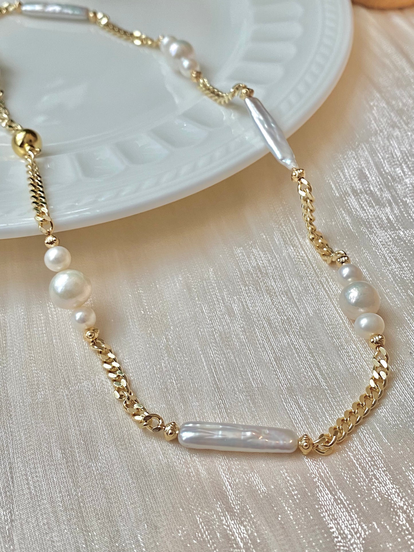 Natural freshwater baroque stick pearl,biwa pearl everyday use necklace,gift for her,christmas gift