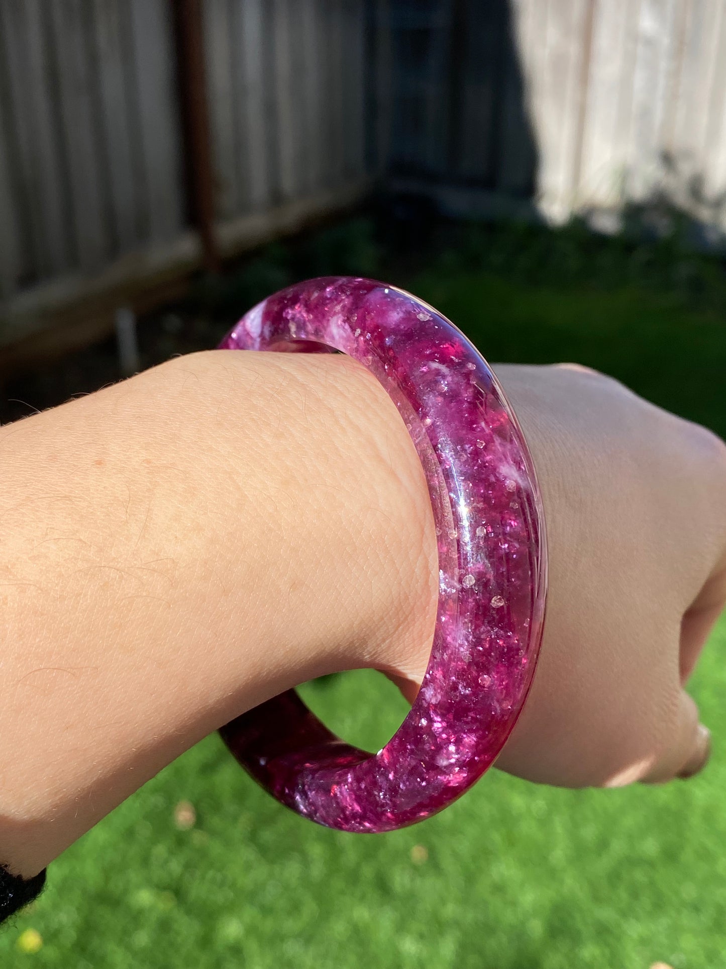 Handcrafted  Super Flash  Natural Lepidolite Bangle Bracelet - Balance Your Spirit and Style