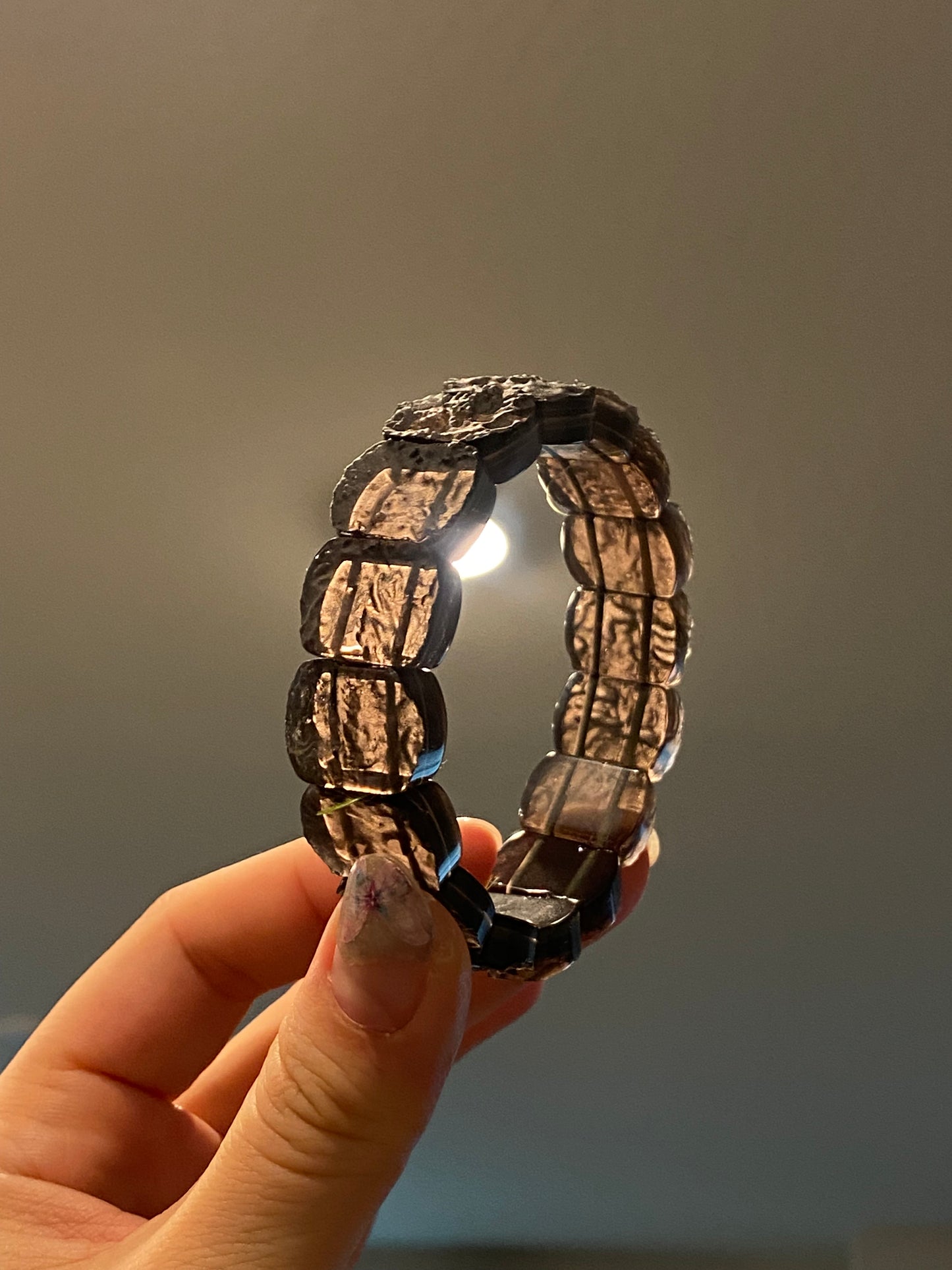 Natural Raw Cintamani Saffordite Tektite bangle Bracelet, wishing stone, Saffordite Tektites, Arizona Tektitest Rectangle beads