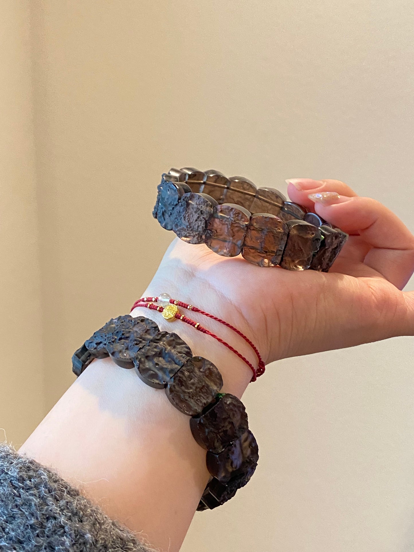 Natural Raw Cintamani Saffordite Tektite bangle Bracelet, wishing stone, Saffordite Tektites, Arizona Tektitest Rectangle beads