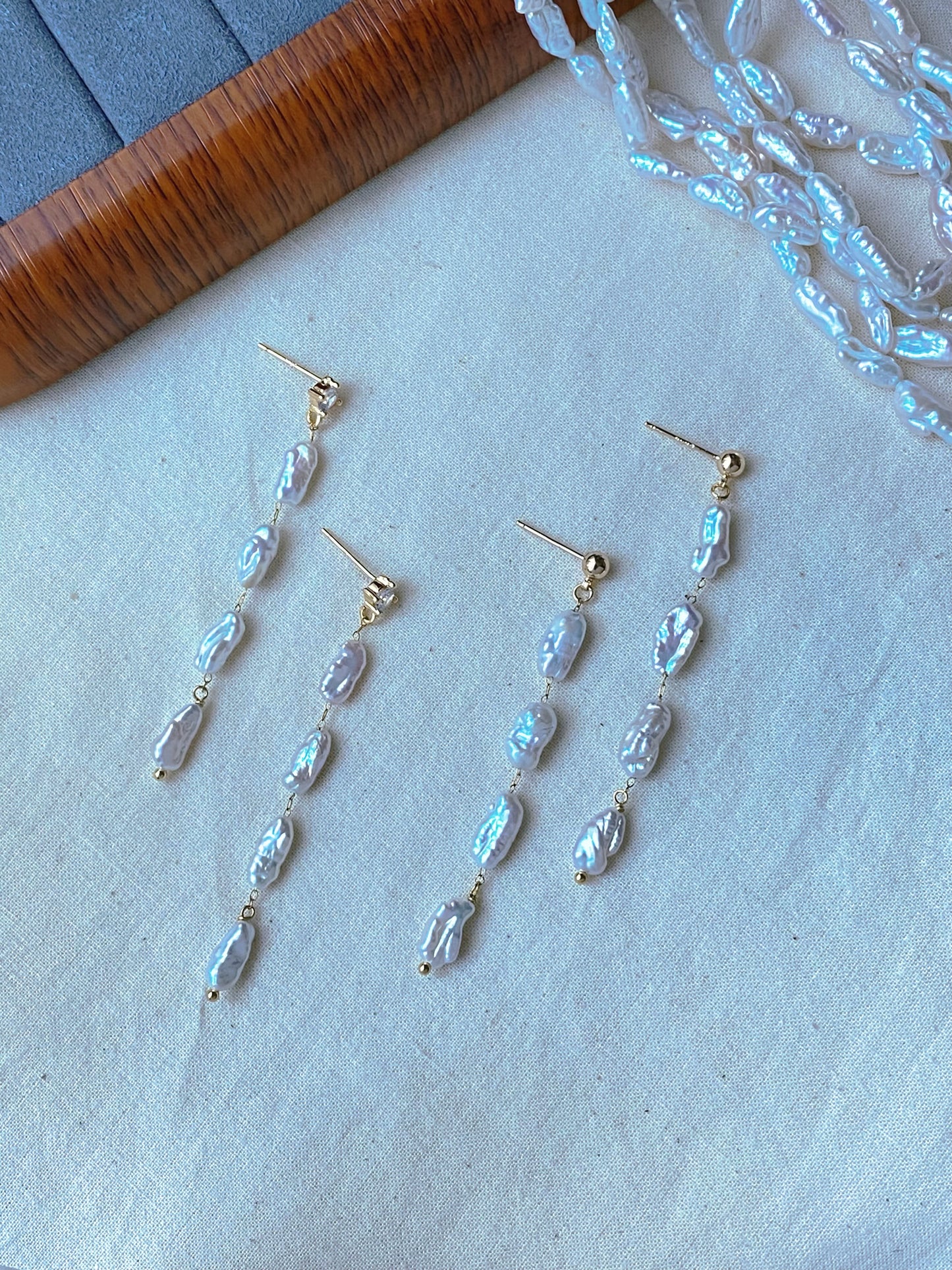 galaxy luster Keshi Pearl Tassel Earrings – Wedding & Bridesmaid Jewelry
