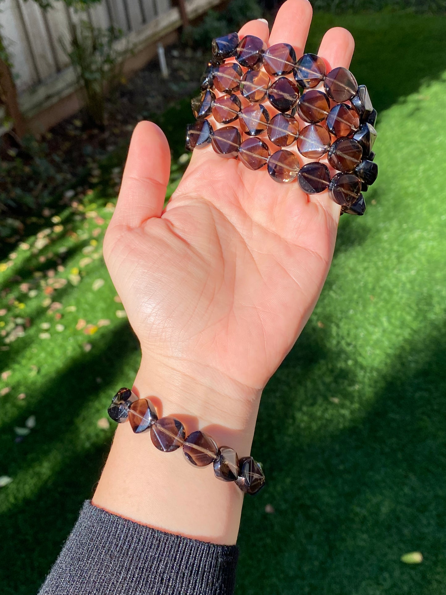 Natural Faceted Smoky Quartz Bracelet - Healing Crystal Jewelry for Emotional Balance and Protection