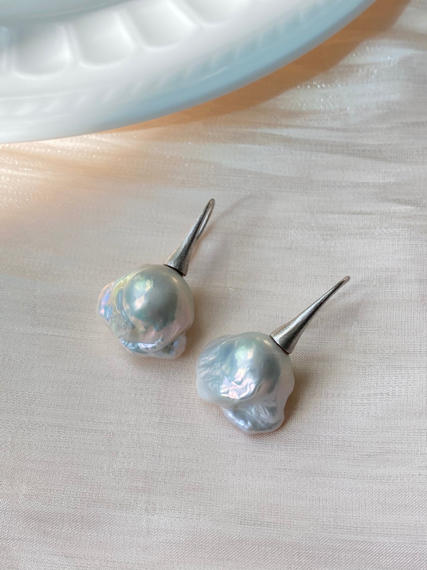 Natural freshwater baroque pearl with pure sterling silver hook dangle earring-gift for her,anniversary gift