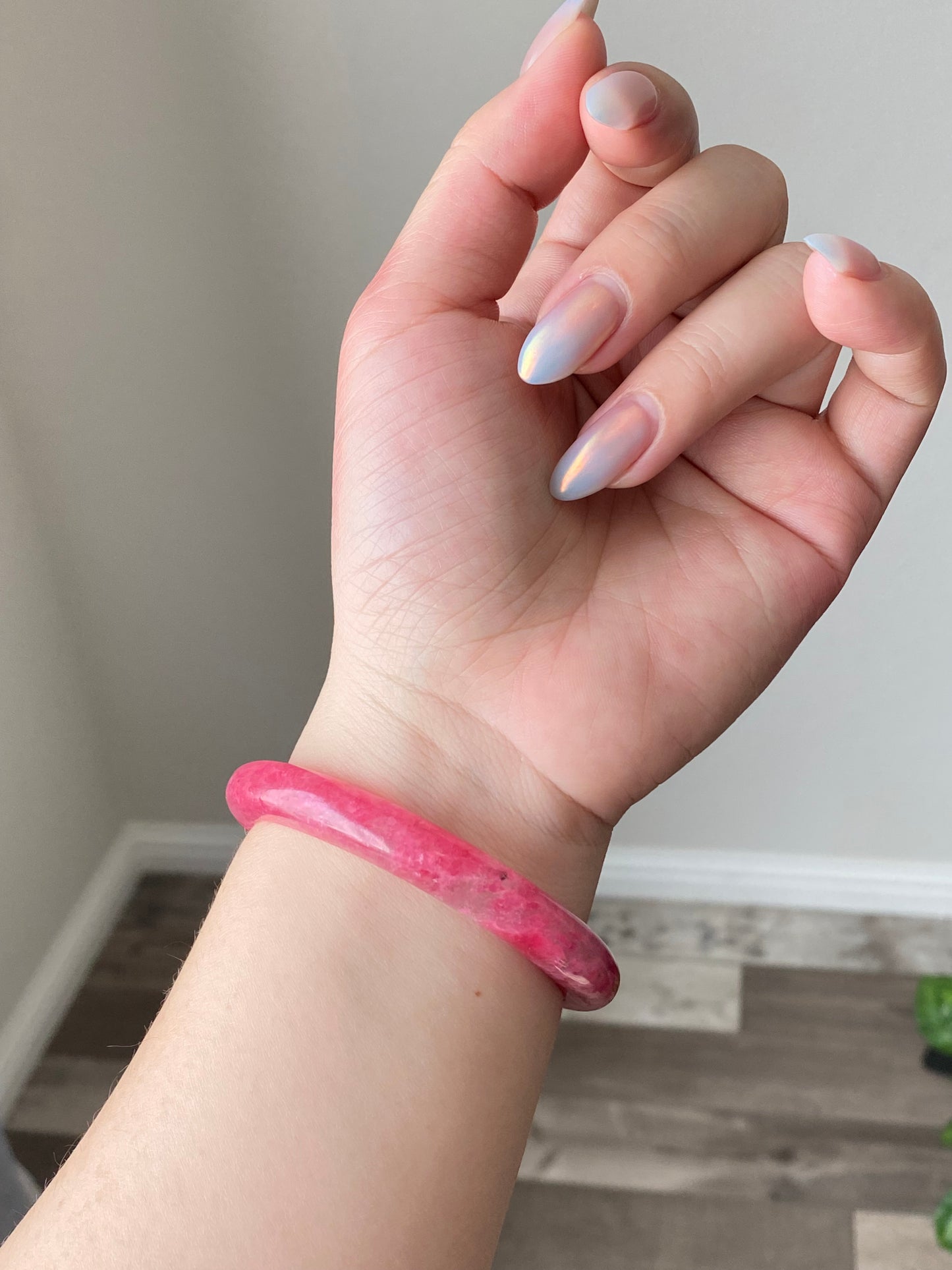 Natural Cherry Blossom Rain Rhodonite Flower leaf Bangle  Bracelet -emanate love and compassion/gift for love/Self-Expression