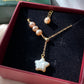 Natural freshwater baroque pearl star slice length necklace,christmas gift,gift for her