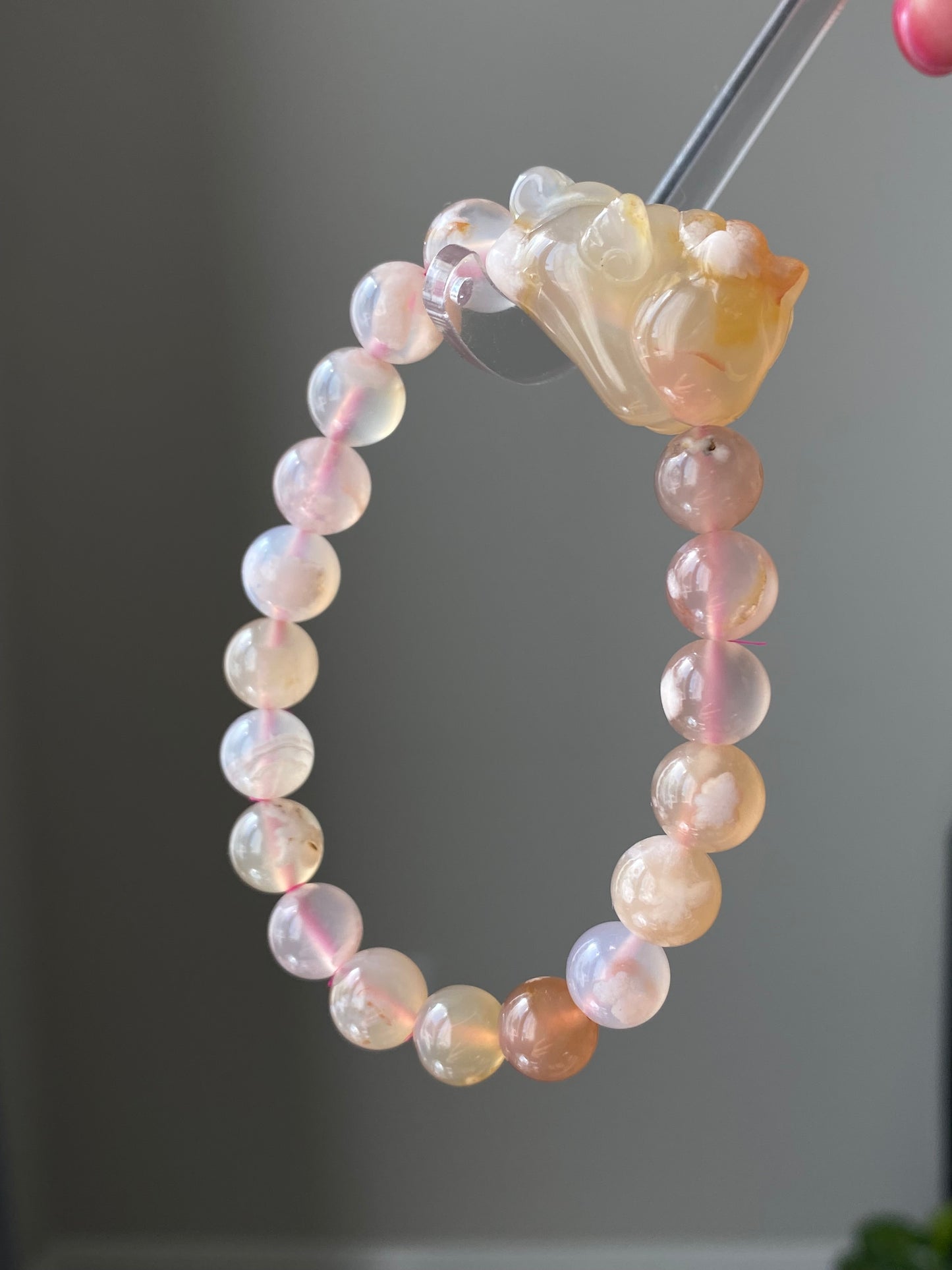 handcraft Natural flower agate-cherry blossom agate-sakura agate Unicorn Bead bracelet/friendship gift