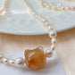 Natural handcraft flower agate kitty cat head with freshwater pearl necklace-Unique Gemstone Elegance