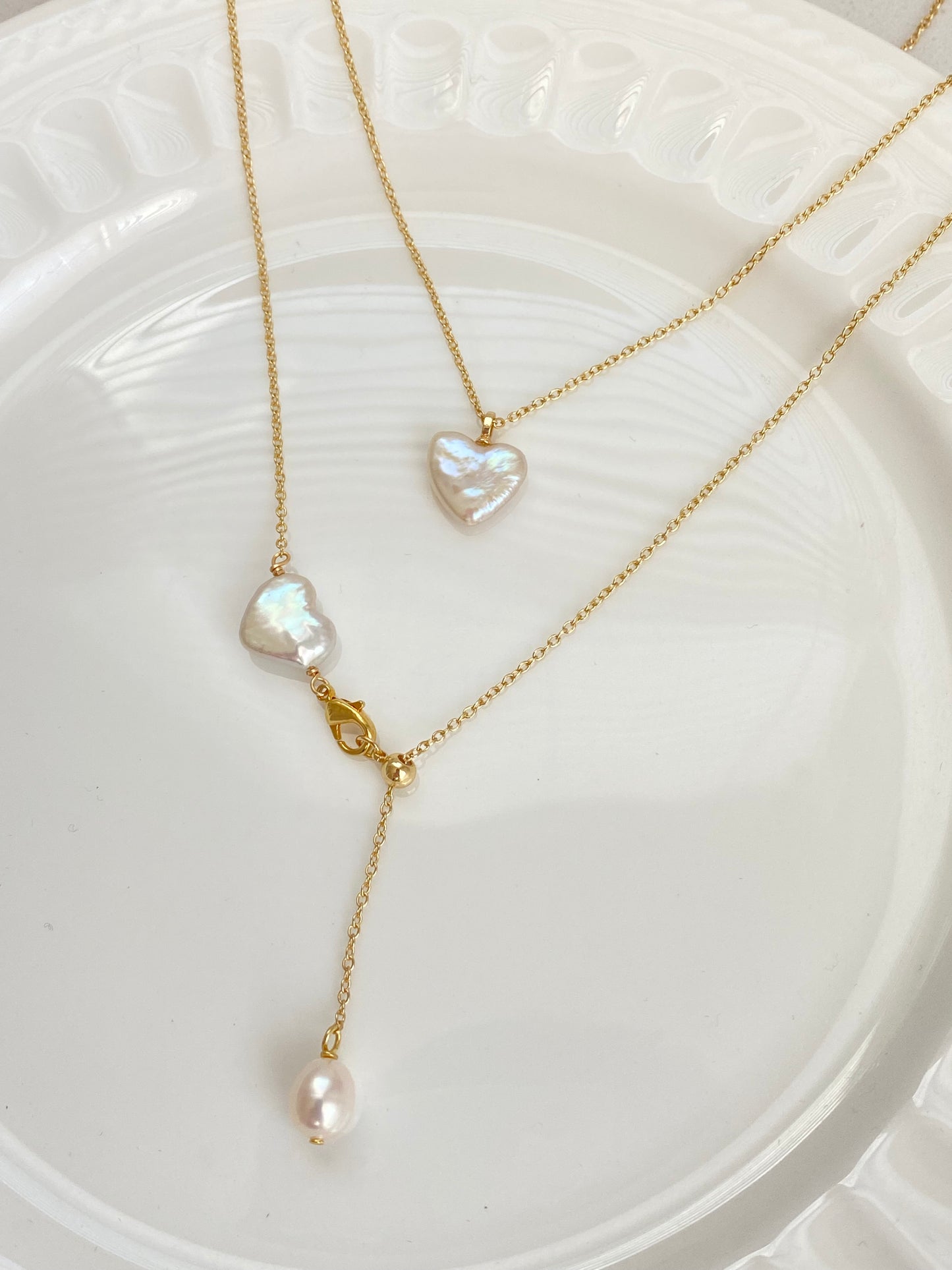 Handmade Minimalist Baroque Pearl Necklace heart  Necklace slice heart chocker necklace   Bridesmaid Gift for Her necklace lover gift