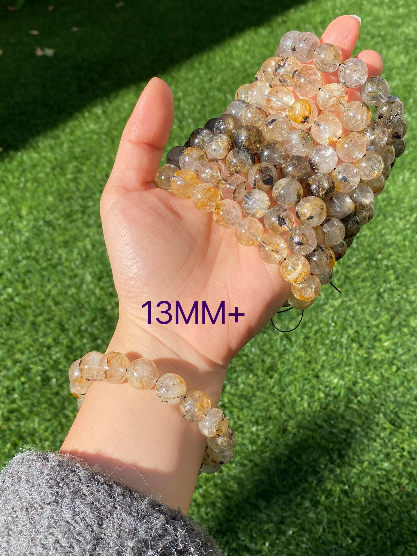 Jumbo size Natural Meditation Skeletal Herkimer Diamond sparkling smooth round bead bracelet-gift for him,gift for her