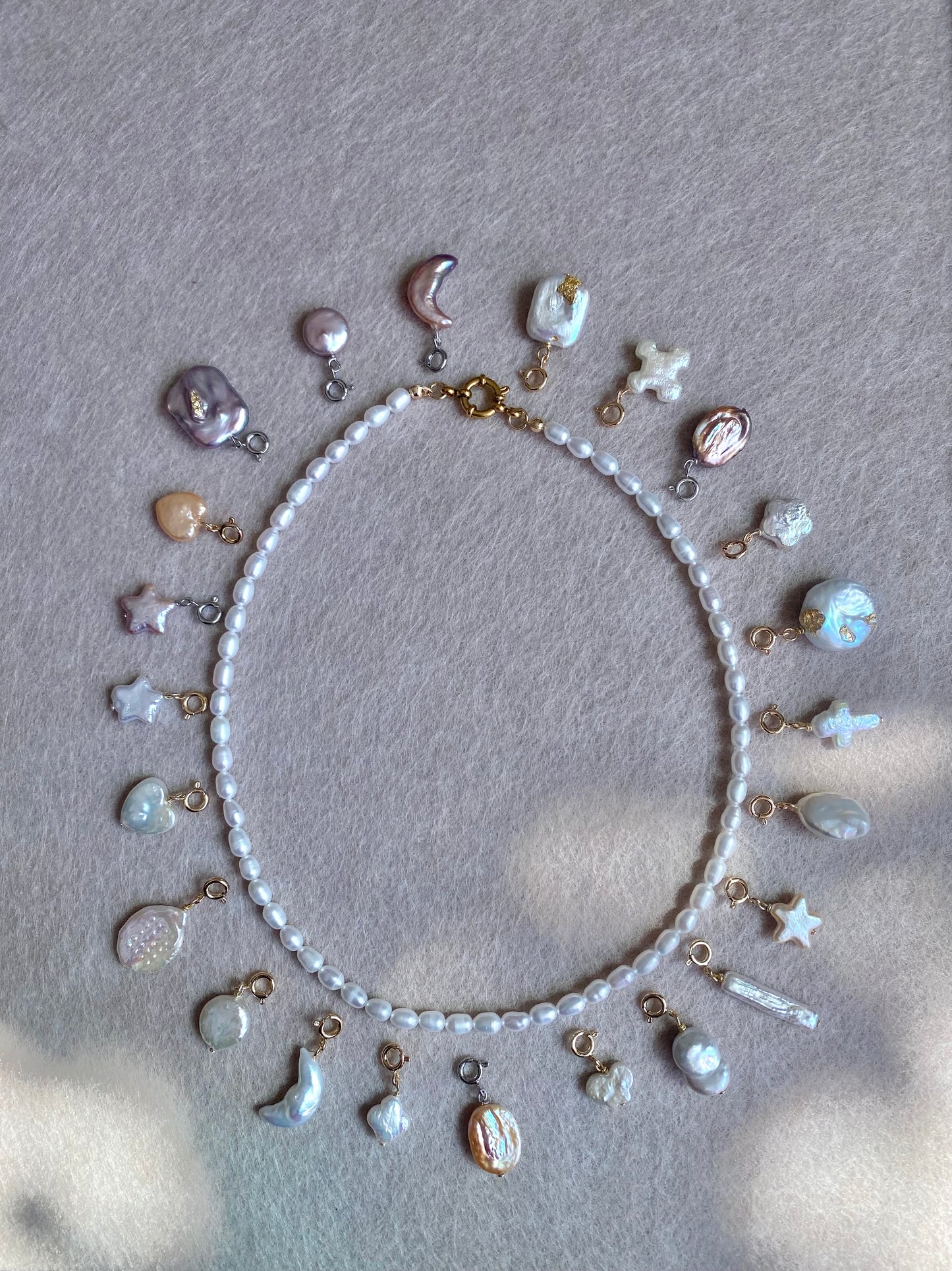 Custom Pearl Charm Necklace  Interchangeable Handmade Baroque Pearl Pendants Multi-Use Charms for Necklace, Bracelet, Anklet, Hair Clip