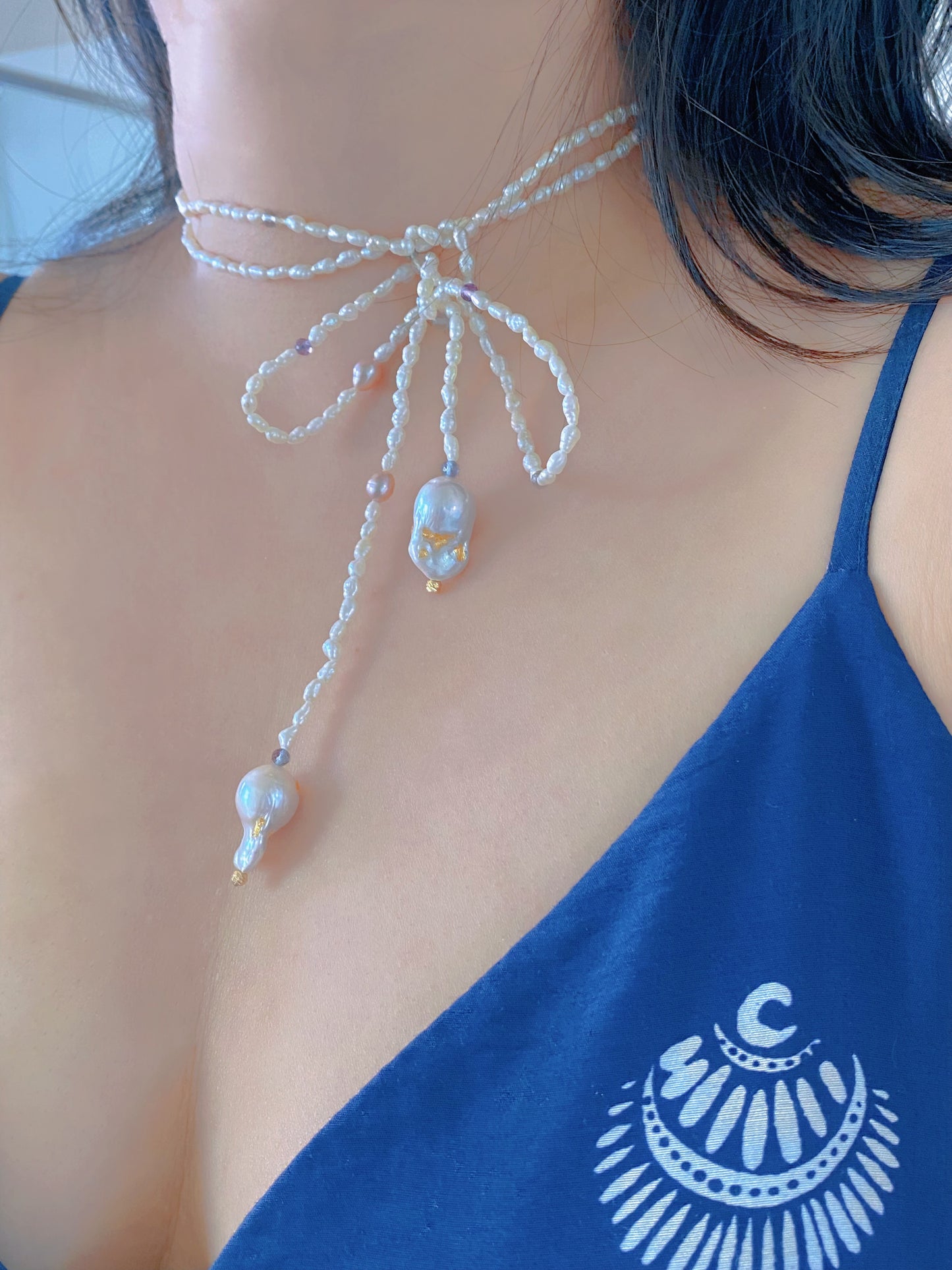 Handmade Freshwater Baroque Pearl Long Necklace 47" Multi-Way Wrap Lariat Pearl Necklace