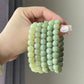AAA  Natural light green Jade square bead handmade Bracelet Best lucky Gift for her,gift for Mom,meditation crystal bracelet gift for him