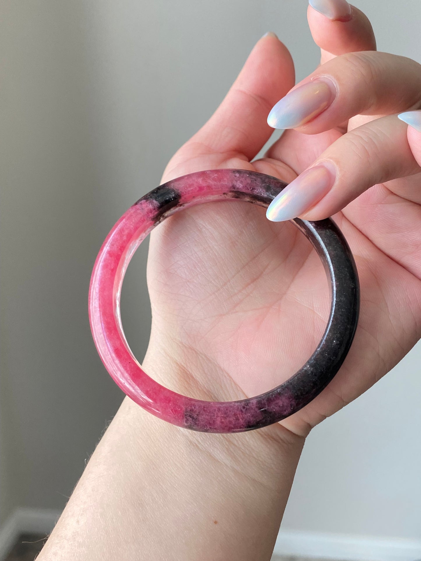 Natural Cherry Blossom Rain Rhodonite Flower leaf Bangle  Bracelet -emanate love and compassion/gift for love/Self-Expression