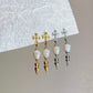 Hand-Carved Skull Pearl Cross Drop Earrings Gothic Pearl Spike Earrings  Everyday Edge Halloween Bold Dard Limited edition gift for him