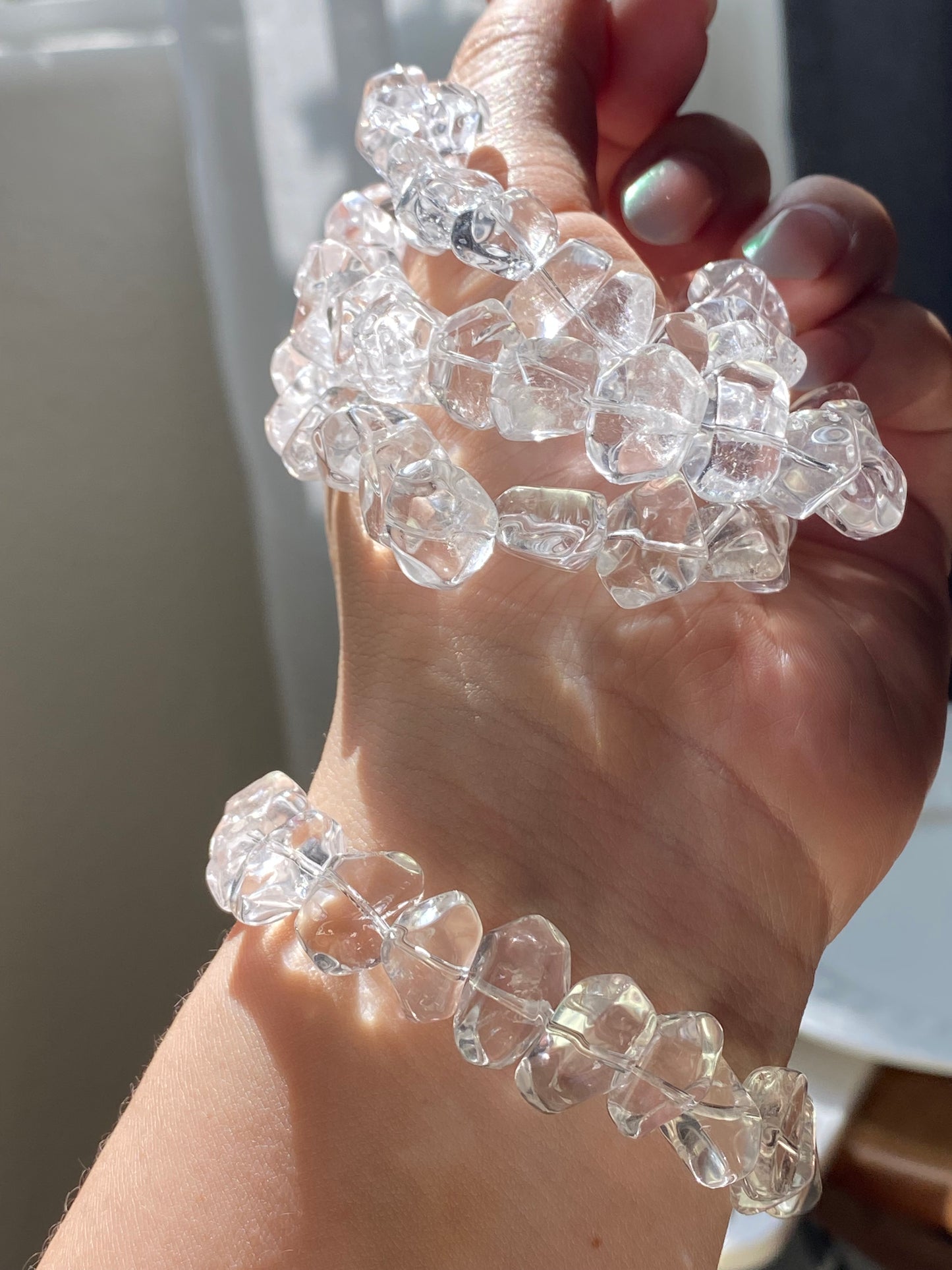 Natural Clear Quartz Raw Rock style Bracelet - Energy Purification & Inner Peace