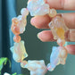 handcraft Natural flower agate-cherry blossom agate-sakura agate bunny flying rabbit bead bracelet