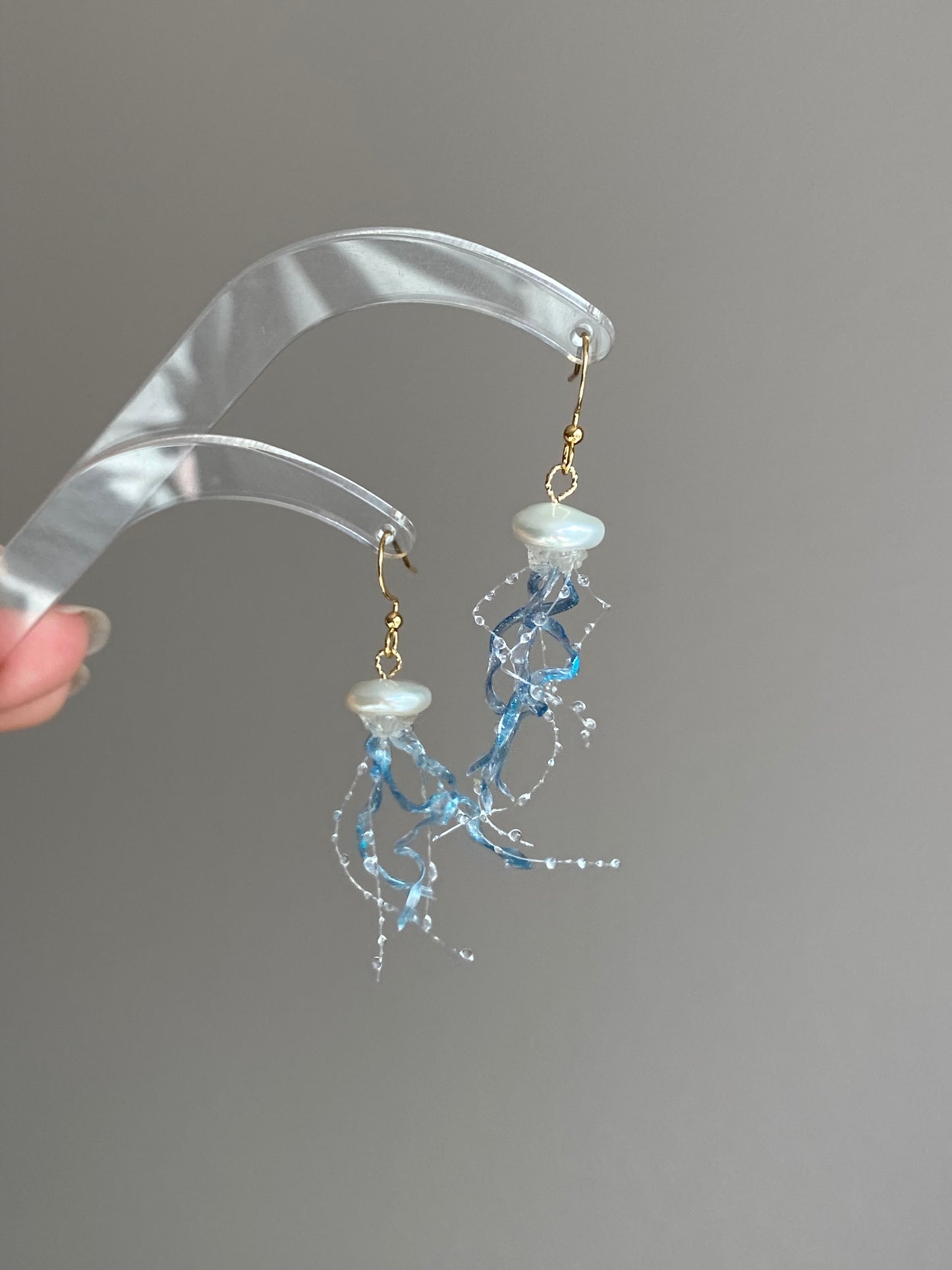 Jellyfish Pearl Earrings – Handmade Baroque Pearl Ocean Jewelry, Unique Sea-Inspired Earrings, Statement Earrings for Mermaid Lovers