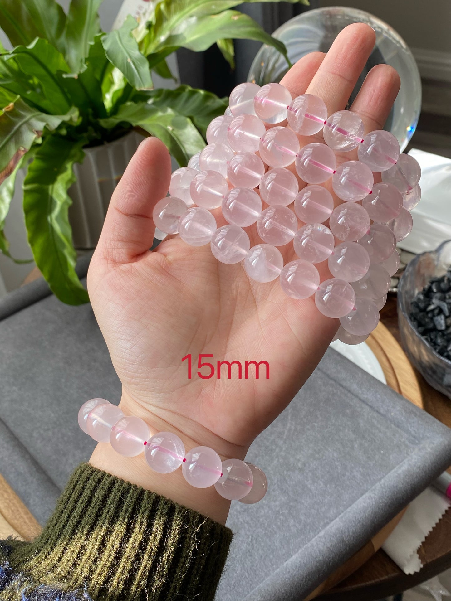 Jumbo size Starlight Rose Quartz Bracelet- Enhance Your Wellbeing with Natural Healing Crystals