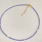 Unique found 1mm Lapis Lazuli  Tiny Pearl Choker Necklace Dainty Minimalist Beaded Necklace  Dainty Layering Necklace ultra thin choker
