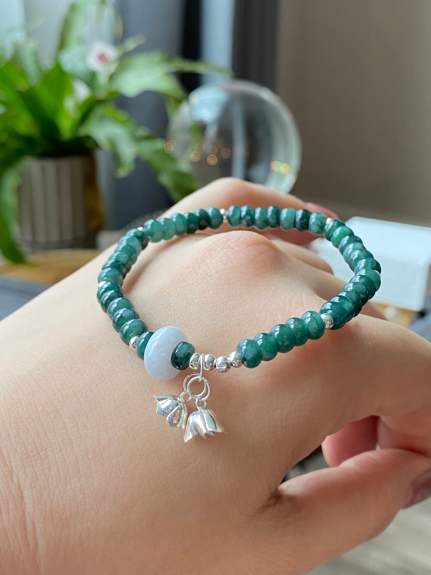 Natural Blue Water Jadeite Harmonizing Jade Bracelet | Natural Healing & Balance Gemstone | Serene Beauty Accessory