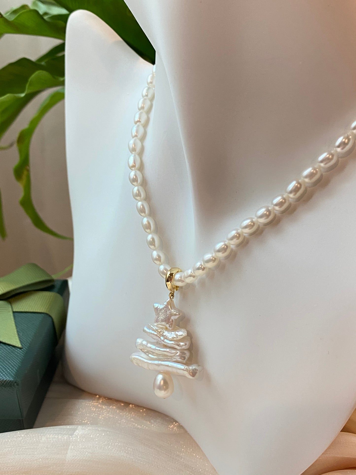 Rare found handmade natural baroque pearls christmas tree removable pendant,holiday gift