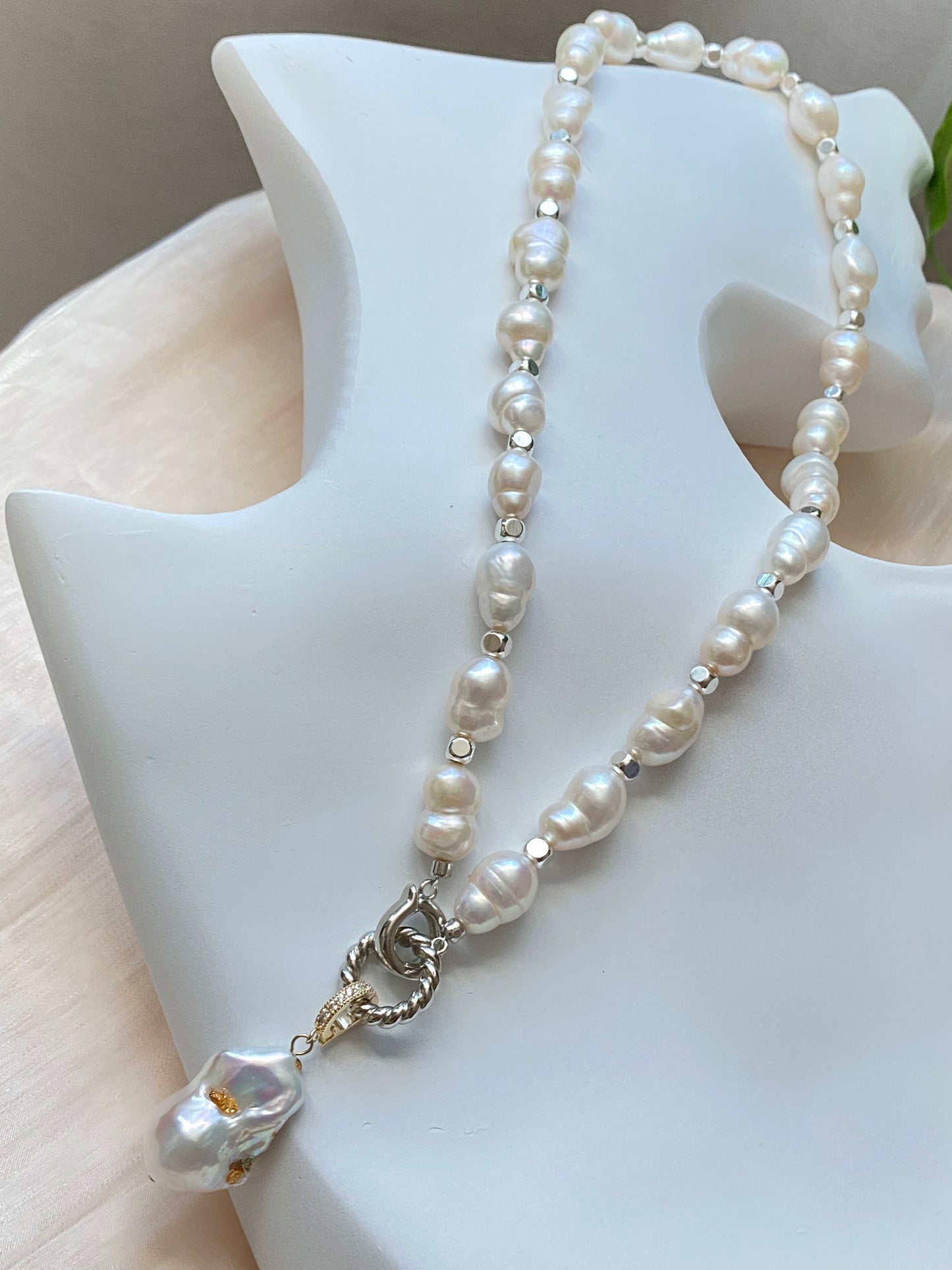 Rare pearl handmade Jewelry necklace with removable baroque pearl Necklace,anniversary gift