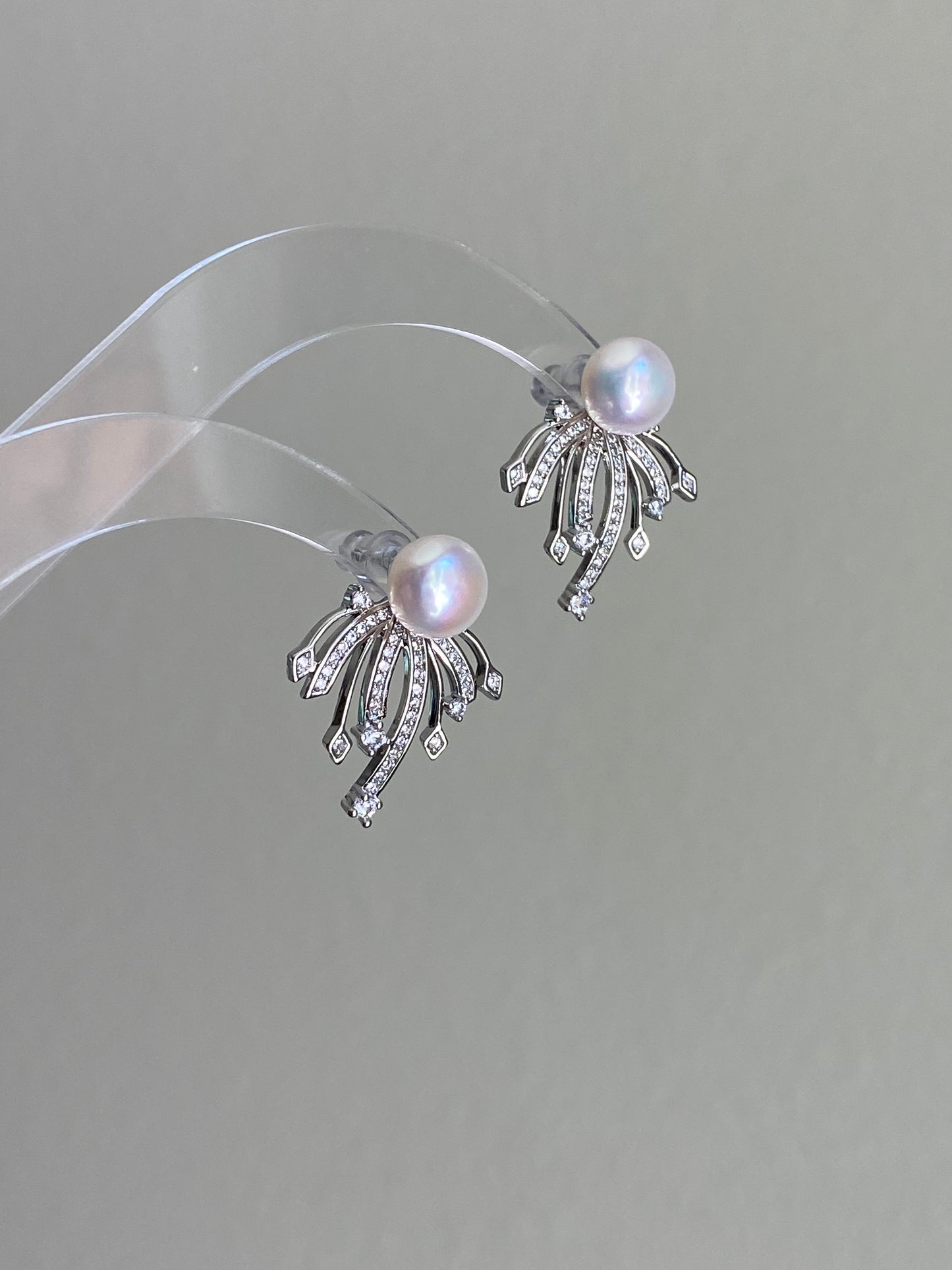 Convertible Pearl Firework Earrings 2 in 1 Sparkling Detachable Studs
