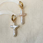 cross pearl removal earring