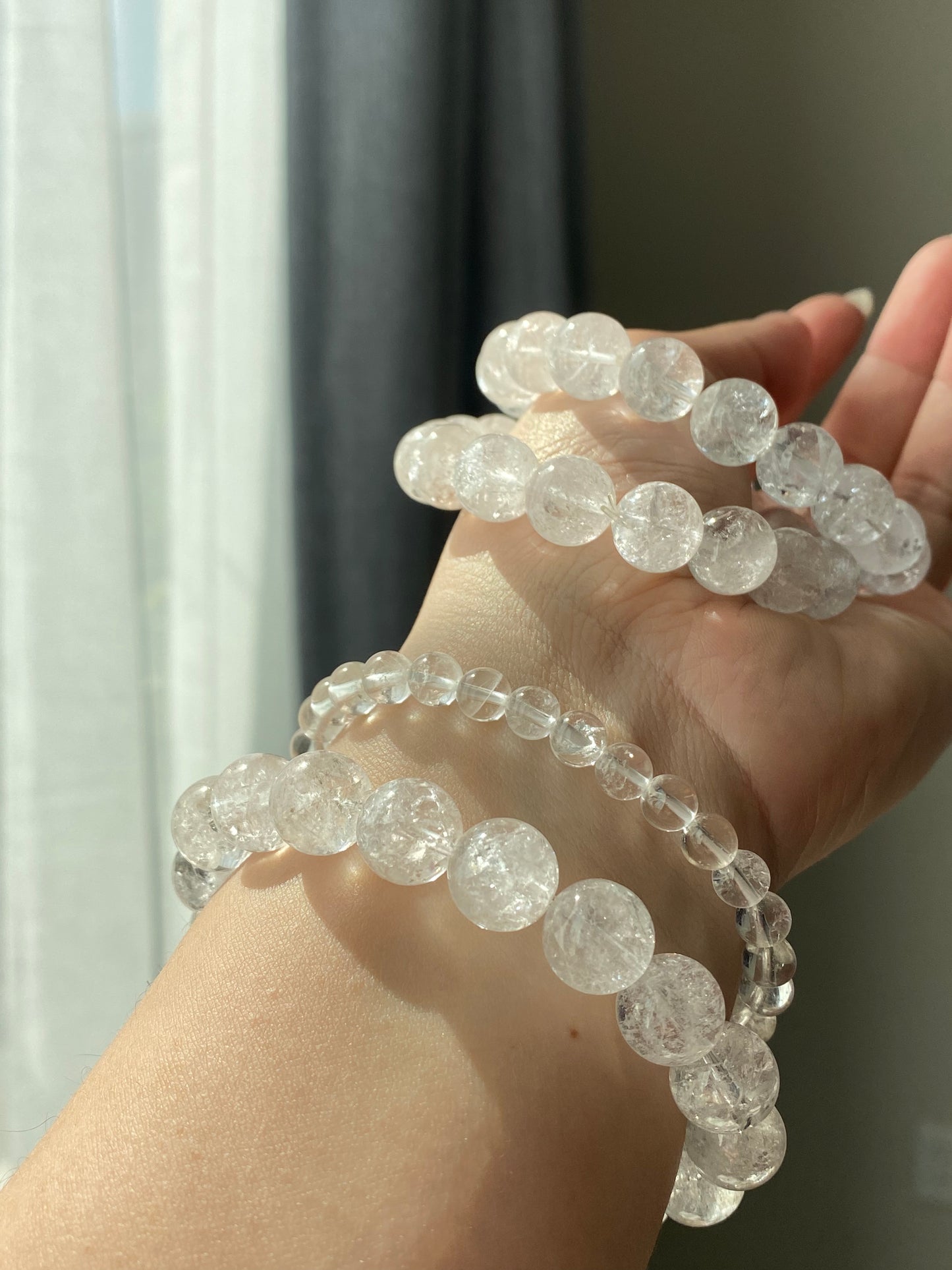 Natural Versatile Azeztulite smooth round Bracelet-Spiritual Awakening Stone for Meditation, Healing, and Transformation