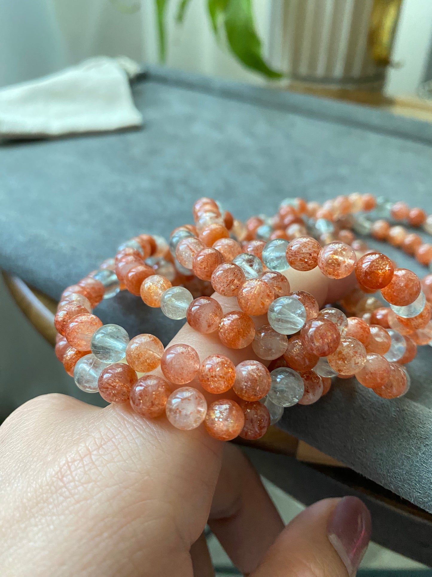 Natural Arusha Sunstone super shinning Fire Smoothie Round Bangle Bracelet-Radiate Positive Energy and Joy