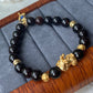 Natural garnet smooth round bead with pixiu design bracelet-bring success and money