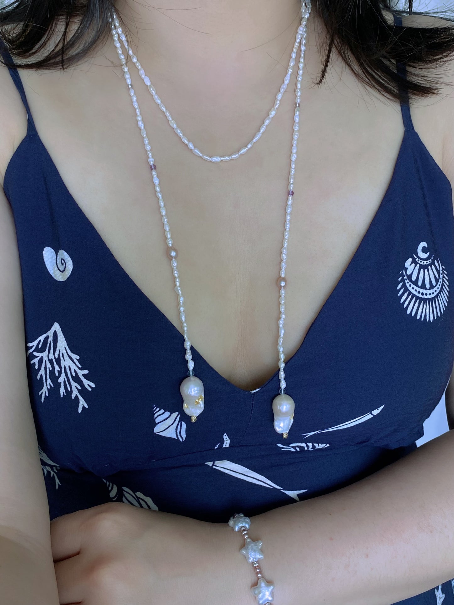 Handmade Freshwater Baroque Pearl Long Necklace 47" Multi-Way Wrap Lariat Pearl Necklace