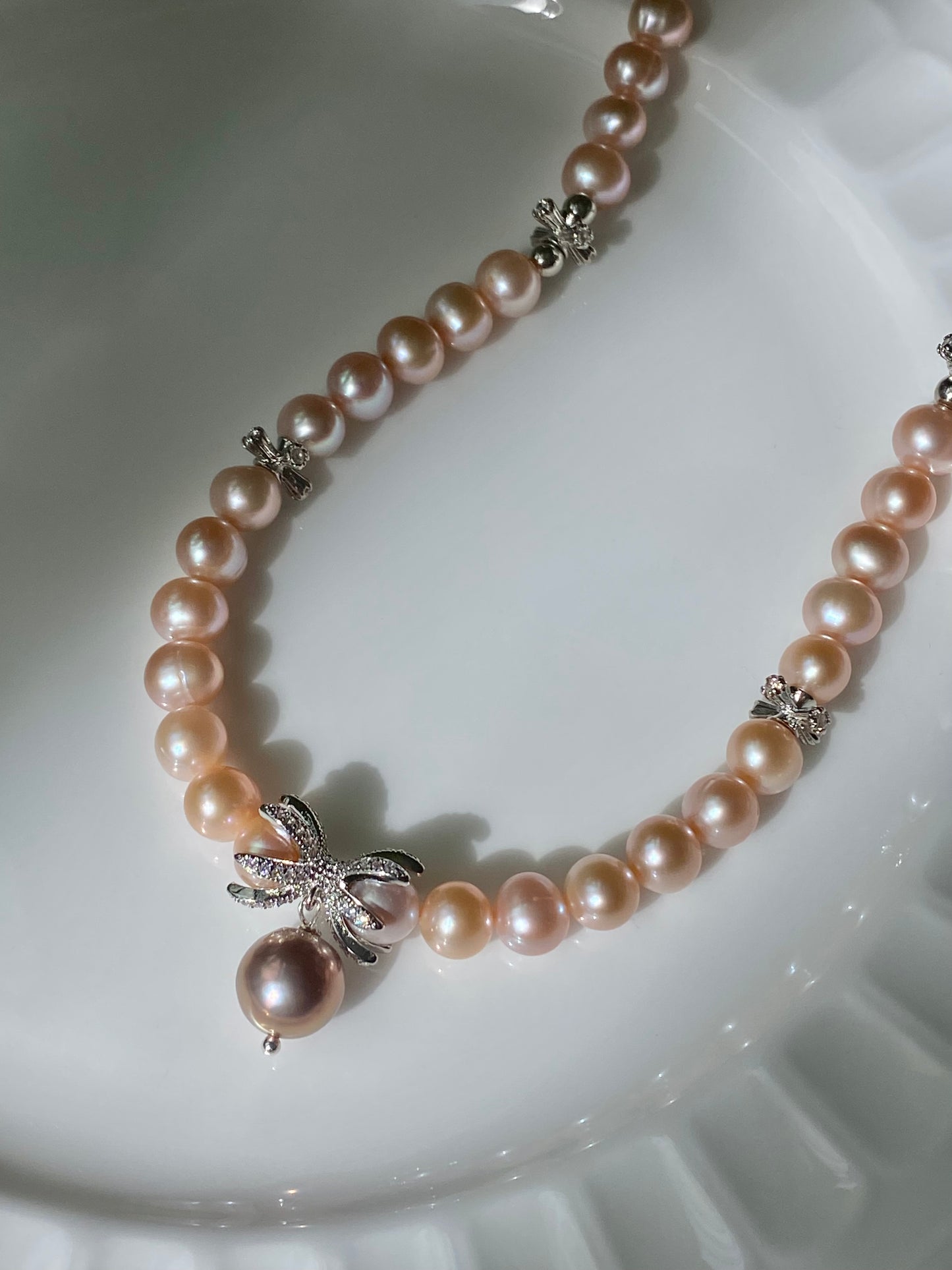 Natural freshwater pearls with edison purple pearl dangle cross spacer multiple use necklace,gift for her,gift for him