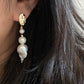 Large baroque pearl earrings/Flameball white pearl/Freshwater pearl/Dangling earrings/dangle earrings /Bridal Earrings