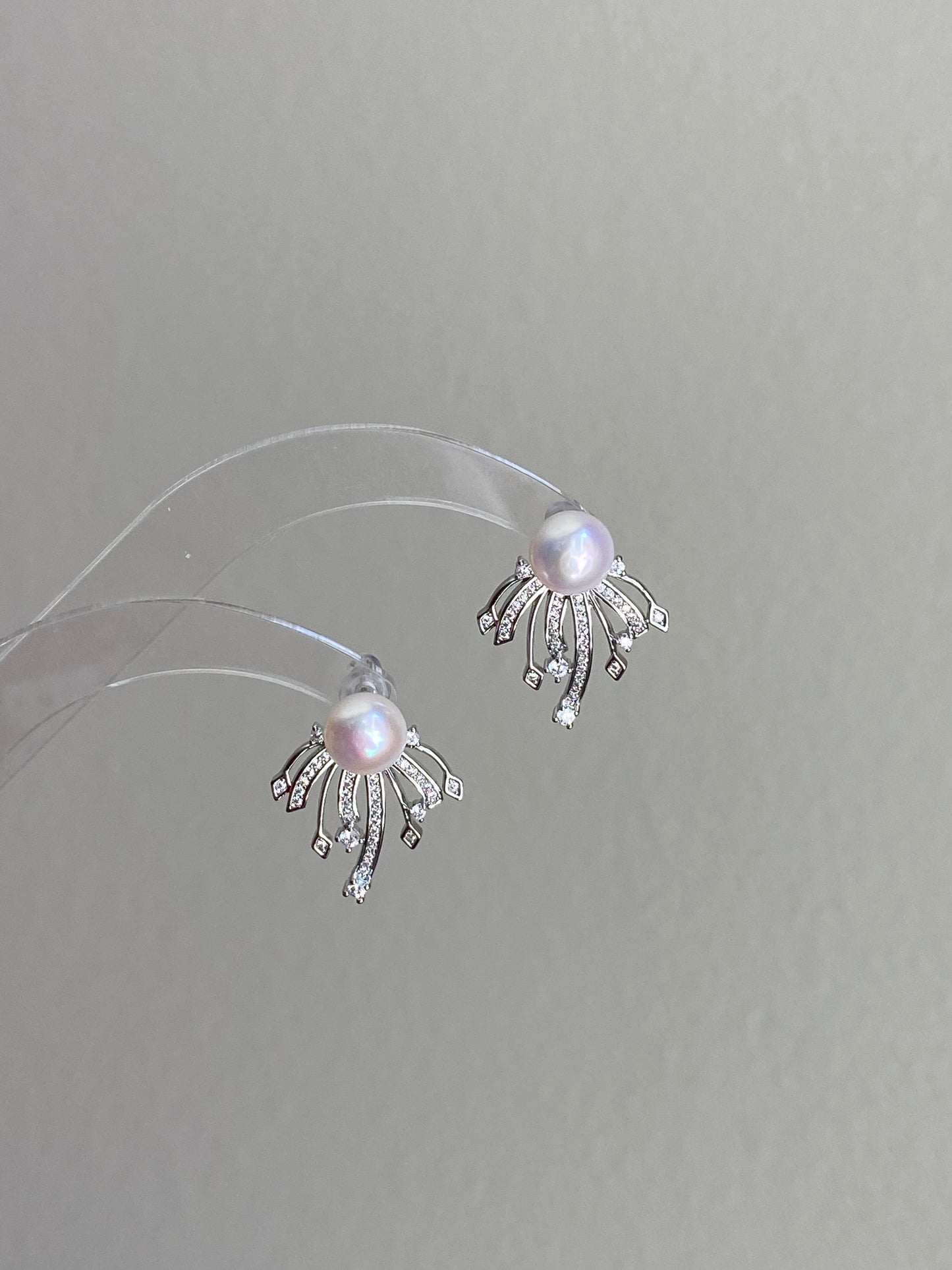 Convertible Pearl Firework Earrings 2 in 1 Sparkling Detachable Studs