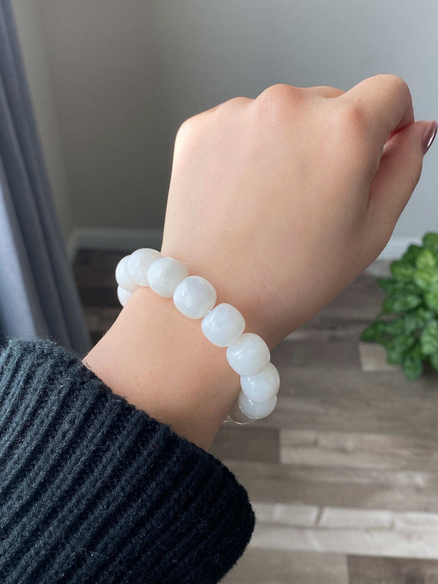 Natural Grade A Hetian White Jade Bracelet,Serenity & Healing Luxury Lucky Jewelry