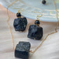 Raw Black Tourmaline Necklace and Earring Set - Protective Energy Healing Crystal Jewelry